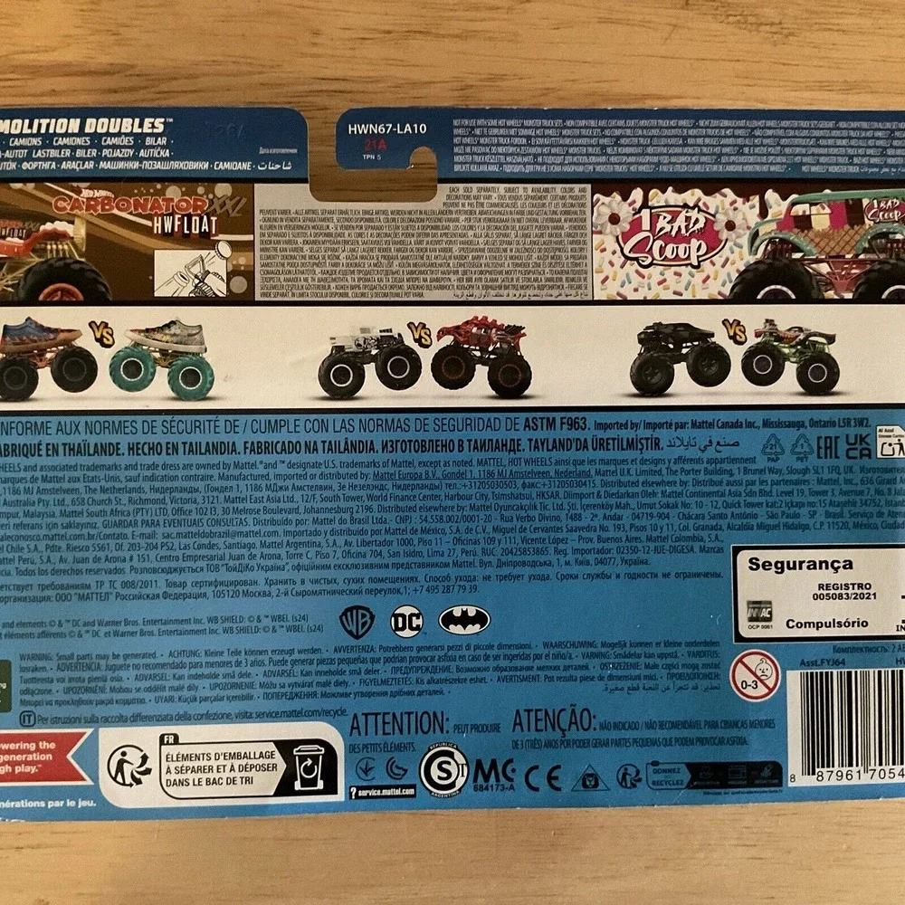 Mattel Hot Wheels Monster Trucks, Carbonator XXL HWFloat And I‎ Bad Scoop